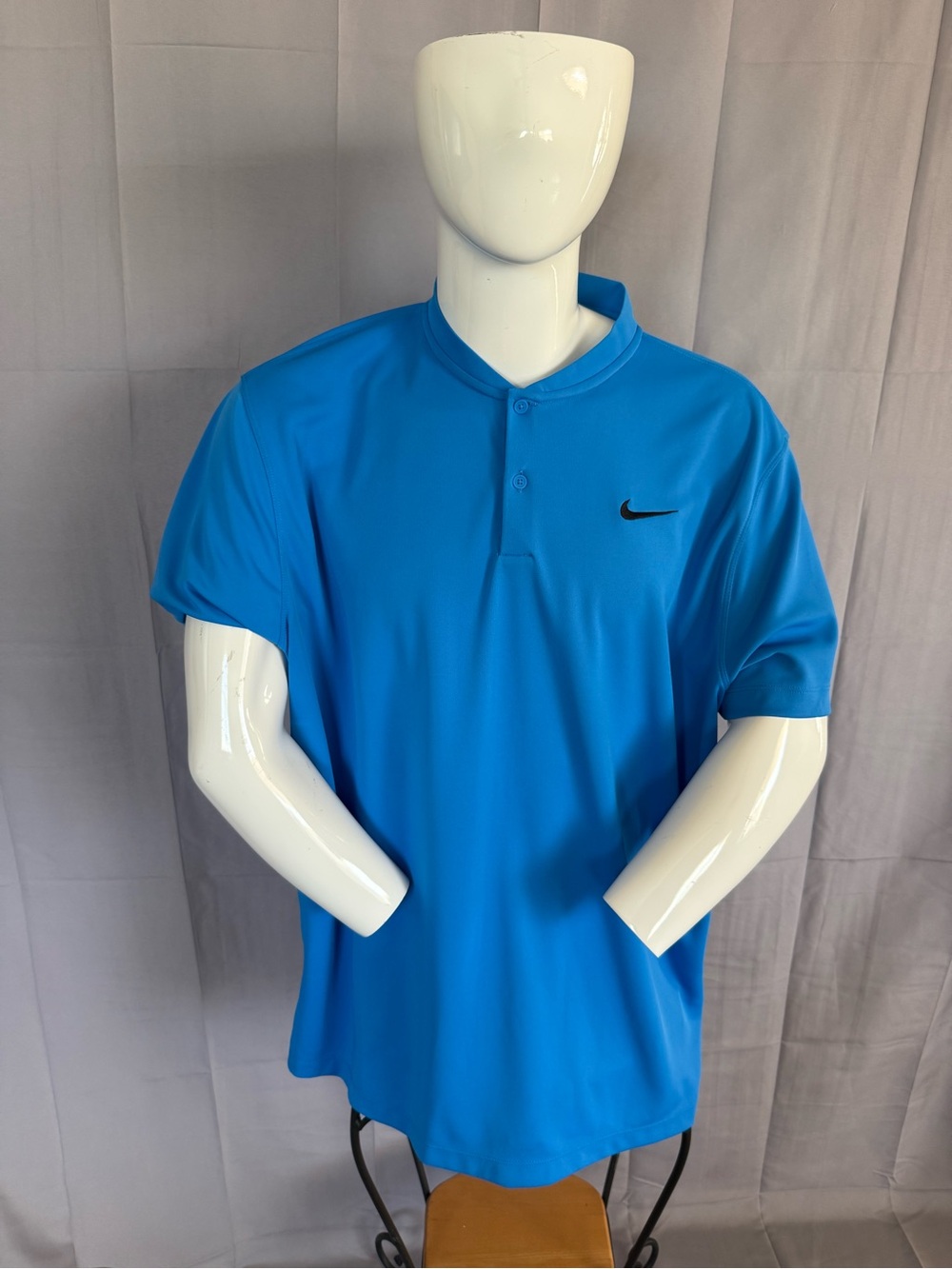 Nike Golf Polo Dri-FIT XXL Royal Blue Collarless Golf Performance
